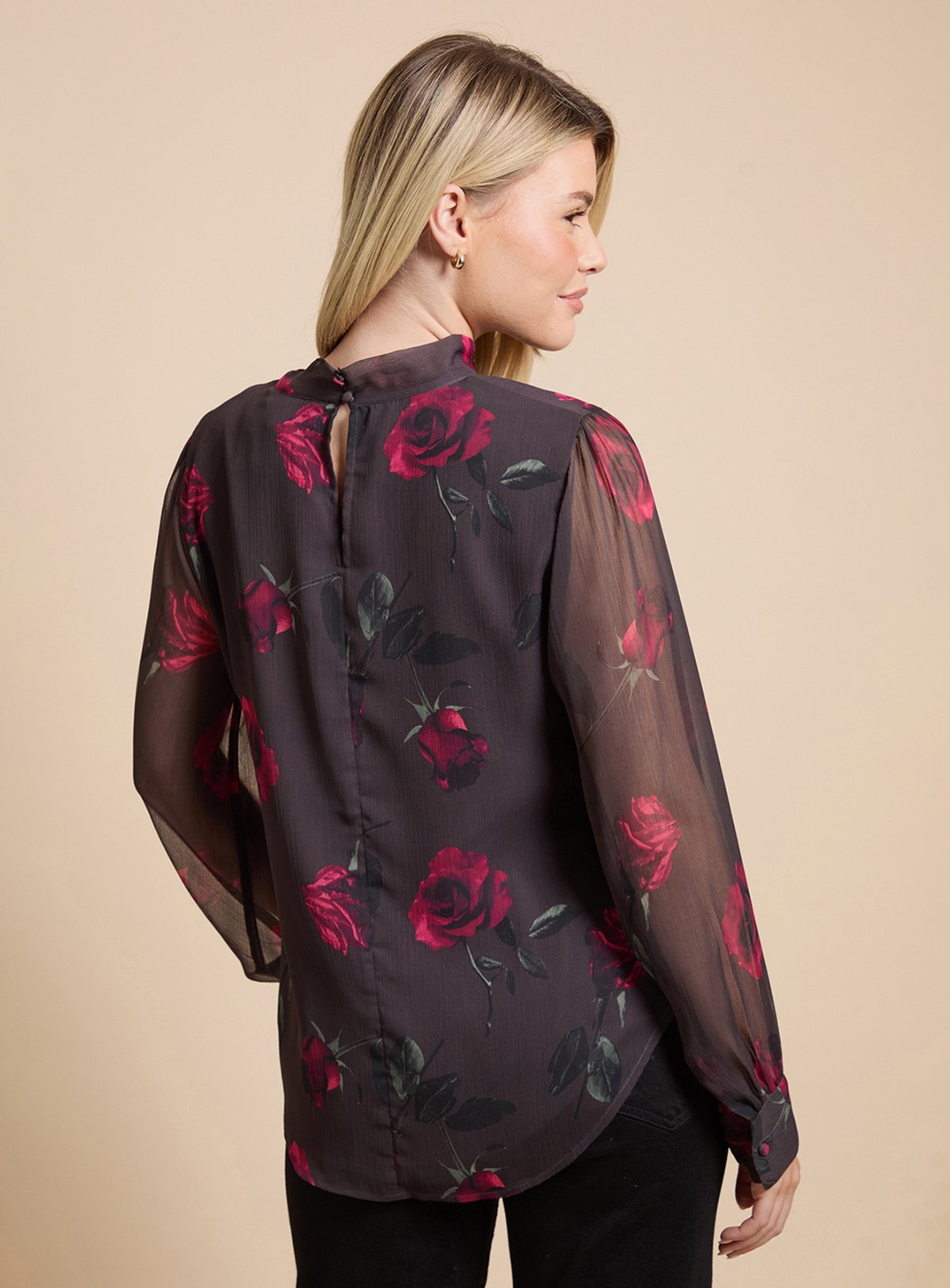 DOROTHY PERKINS Floral Printed Chiffon Pussy Bow Tie Blouse 18 - Image 3 thumbnail